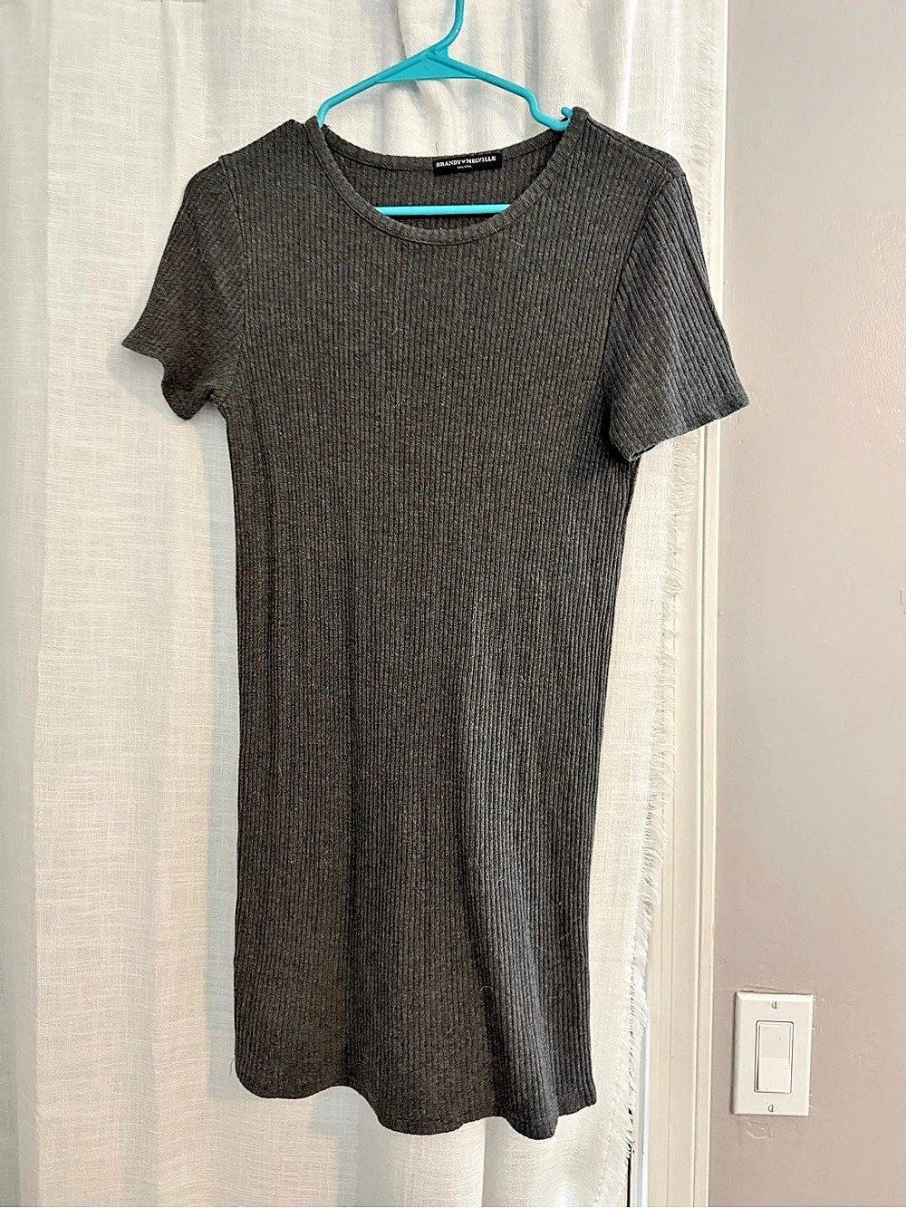 Brandy Melville Ribbed Mini Dress in Gray Like New